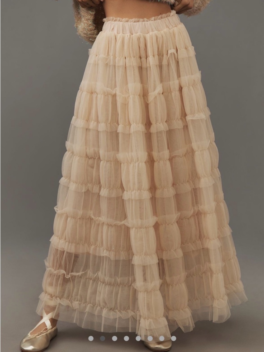 NWT By Anthropologie Shirred Tulle Maxi Skirt - Picture 2 of 8